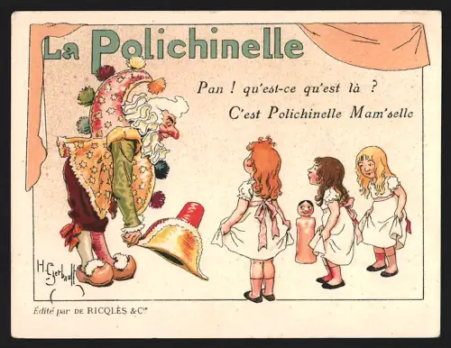 Sammelbild Alcool de Menthe, Clown mit drei Kindern