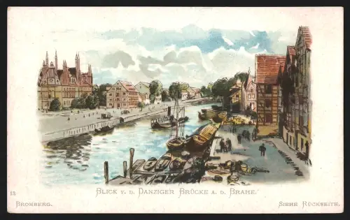 Sammelbild Bromberg, Blick v. d. Danziger Brücke, Hoffmann`s Stärke, Silberglanz-Stärke
