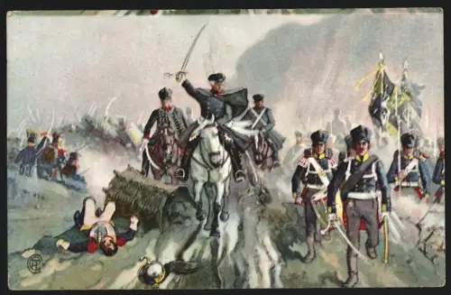 Sammelbild Meuselbach /Thür., L. Lichtenheldt Junipur Wacholdersaft, General Blüchers Sieg an der Katzbach