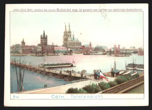 Sammelbild Cöln, Totalansicht mit Flusspartie, Schichts Patent-Seife Georg Schicht