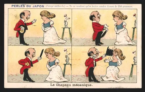 Sammelbild Paris, A. Chapu, Perles du Japon, La Chapeau mécanique