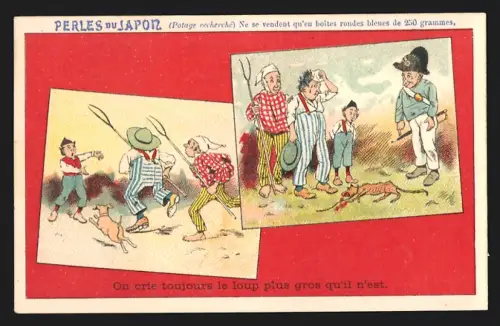 Sammelbild Paris, A. Chapu, Perles du Japon, On crie toujours le loup plus gros qu`il n`est