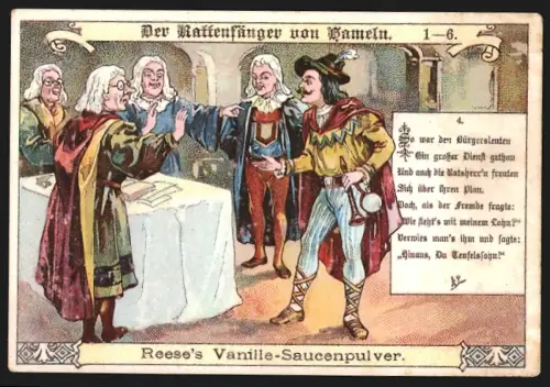 Sammelbild Hameln, Reese GmbH, Reese`s Vanille-Saucenpulver, Rattenfänger von Hameln