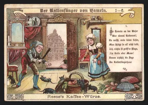 Sammelbild Hameln, Reese GmbH, Reese`s Kaffee-Würze, Rattenfänger von Hameln