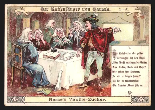 Sammelbild Hameln, Reese GmbH, Reese`s Vanille-Zucker, Rattenfänger von Hameln