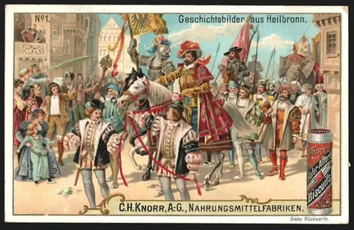 Sammelbild C. H. Knorr A.-G., Nahrungsmittelfabriken, Knorr`s Julienne, Geschichtsbilder aus Heilbronn