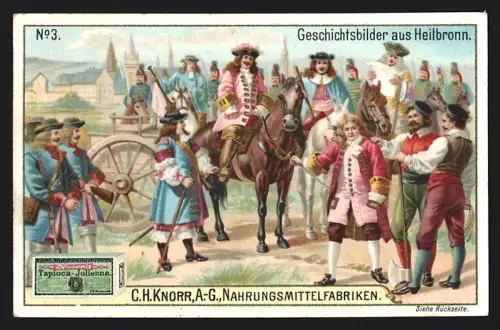 Sammelbild C. H. Knorr A.-G., Nahrungsmittelfabriken, Knorr`s Reisflocken, Kriegsgericht über d. Heidelberg-Kommandanten