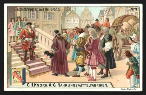 Sammelbild C. H. Knorr A.-G., Nahrungsmittelfabriken, Knorr`s Suppentafeln, Ehrung für Prinz Eugen 1734