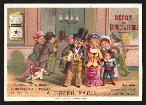 Sammelbild Paris, A. Chapu, Rue de la Tacherie 5, Tapioca de l`étoile