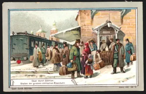 Sammelbild Weinheim i. Baden, Wilhelm Hensel 1. Bad. Dampf-Teigwarenfabrik, Station der sibirischen Eisenbahn