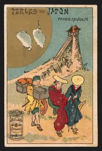 Sammelbild Paris, A. Chapu, Perles du Japon, Potage Recherché, japanische Damen mit Diener