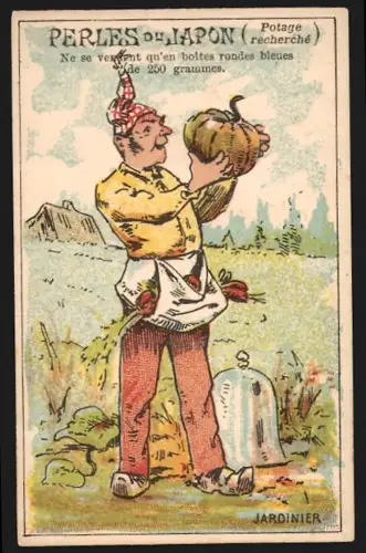 Sammelbild Paris, A. Chapu, Perles du Japon, Potage Recherché, Jardinier