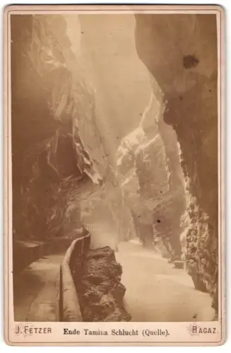 Fotografie J. Fetzer, Ragaz, Ansicht Valens, Ende der Tamina-Schlucht