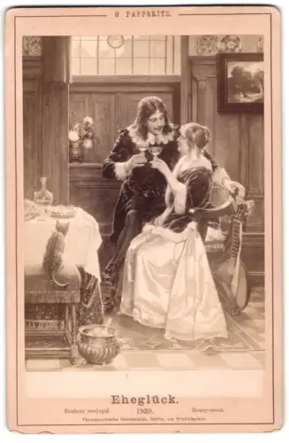 Fotografie unbekannter Fotograf und Ort, Romantische Szene eines Paares, nach einem Gemälde von G. Papperitz