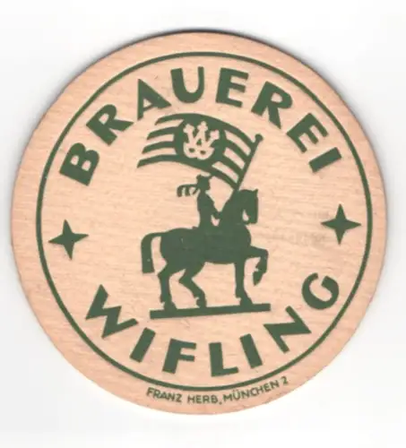 Bierdeckel Bräuerei Wifling, Gebhard u. Hörmann, Reiter mit Flagge