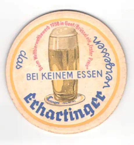 Bierdeckel Brauerei Erhartinger, Ritter mit Krug, Bierglass