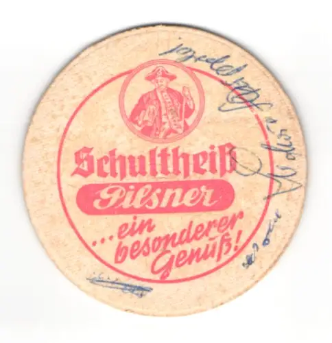 Bierdeckel Weissenbrunn i. Bayern, Schultheiss Pilsner, Hochhäuser