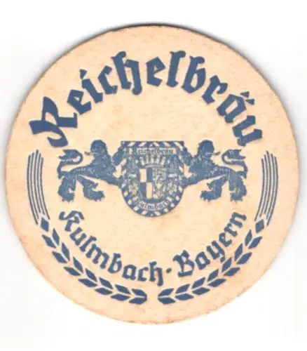 Bierdeckel Kulmbach /Bayern, Reichelbräu, Wappen mit Löwen