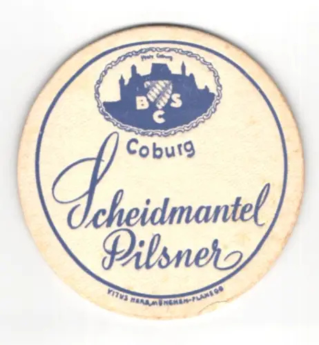 Bierdeckel Coburg, Scheidmantel Pilsner, Festung mit Wappen