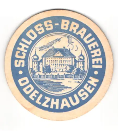 Bierdeckel Odelzhausen, Schlossbrauerei, Schloss und Wappen