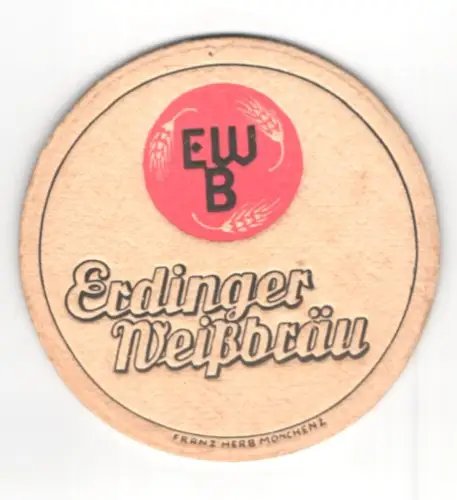 Bierdeckel Erdinger Weissbräu, Logo mit Ähren
