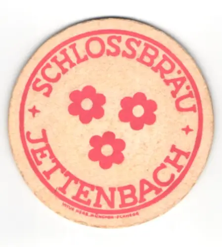 Bierdeckel Jettenbach, Schlossbräu, Blumen-Logo