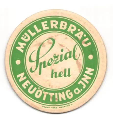 Bierdeckel Neuötting a. Inn., Müllerbräu Spezial-Hell