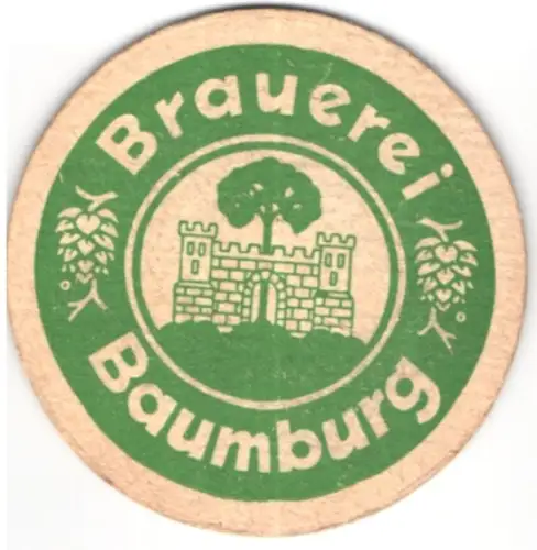 Bierdeckel Brauerei Baumburg, Logo mit Burg