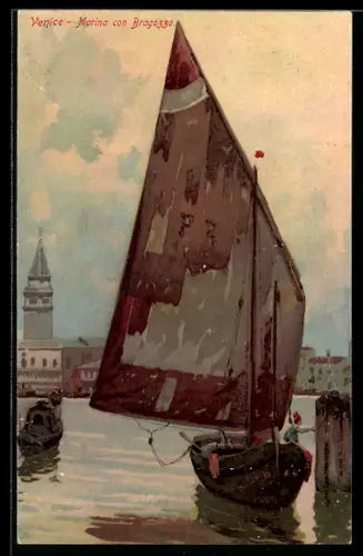 Künstler-AK Venezia, Marina con Bragozzo