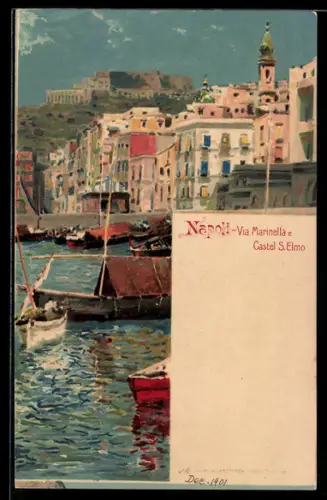 Lithographie Napoli, via Marinella e Castel S. Elmo