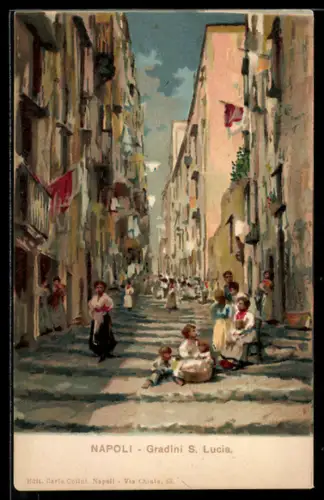 Künstler-AK Napoli, Gradini S. Lucia