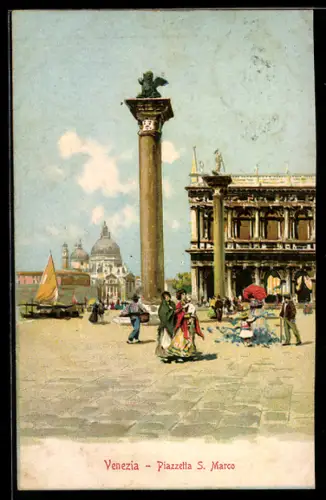 AK Venezia, Piazetta S. Marco, Passanten