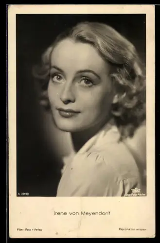 AK Schauspielerin Irene von Meyendorff in weisser Bluse
