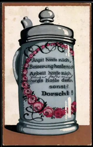 AK Bierkrung mit Spruch: Angst haste nich, Besserung haste nich