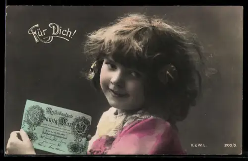 AK Für Dich!, Kind präsentiert einen 20-Mark-Schein