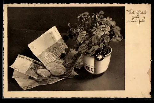 AK Geldscheine und Münzen zum neuen Jahre