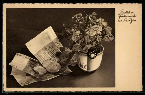 AK Geldscheine und Münzen zum neuen Jahre