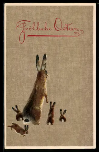 AK Osterhase mit seiner Familie
