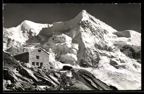 AK Cabane du Mountet, Ansicht mit Obergabelhorn