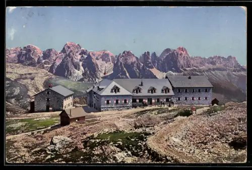 AK Schlernhäuser /Tirol, Ansicht gegen Rosengarten-Dolomiten