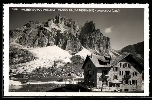 AK Albergo Marmolada /Passo Falzarego, Ansicht mit Lagazuoi