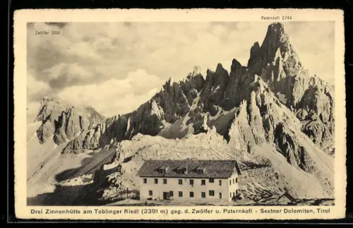 AK Drei Zinnenhütte, Toblinger Riedl, Zwölfer, Paternkofl, Sextner Dolomiten