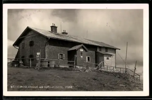 AK Wetterkoglerhaus am Hochwechsel, Berghütte, Seitenansicht