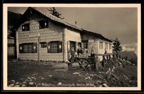 Foto-AK Ennsthalerhütte, Partie mit Gästen