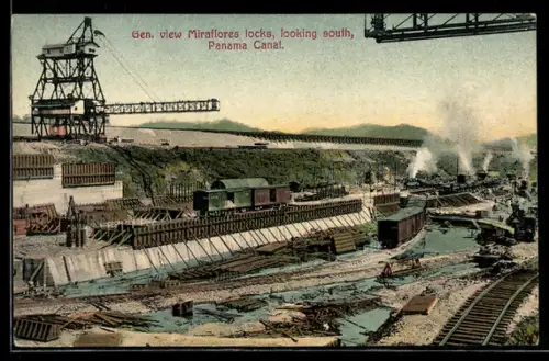 AK Panama Canal, General view Miraflores locks, looking south
