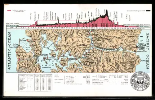 AK Panama, Panamakanal mit Pacifik und Atlantik