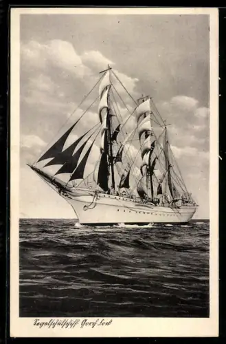 AK Segelschulschiff Gorch Fock der Kriegsmarine unter vollen Segeln