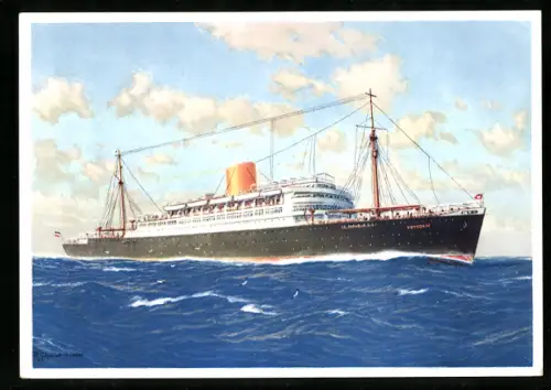 Künstler-AK Robert Schmidt: Passagierschiff Potsdam des Norddeutschen Lloyd auf hoher See