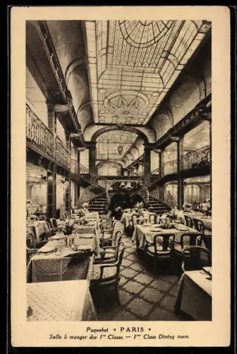 AK Passagierschiff Paris, Speisesaal der 1. Klasse