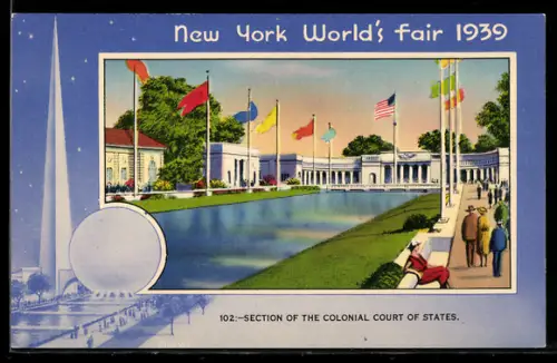 AK New York, World`s Fair 1939, Section of the colonial court of states